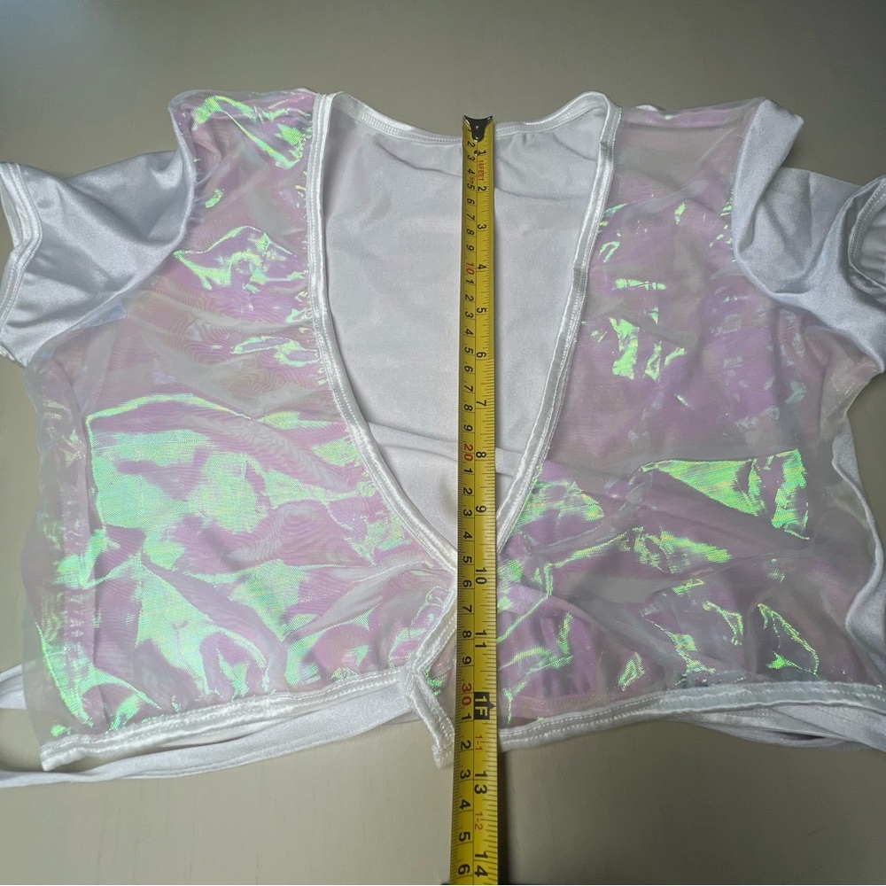 Iridescent Two-Piece Set Skirt Wrap Top Designer Size S fairy costume Halloween - Picture 6 of 13